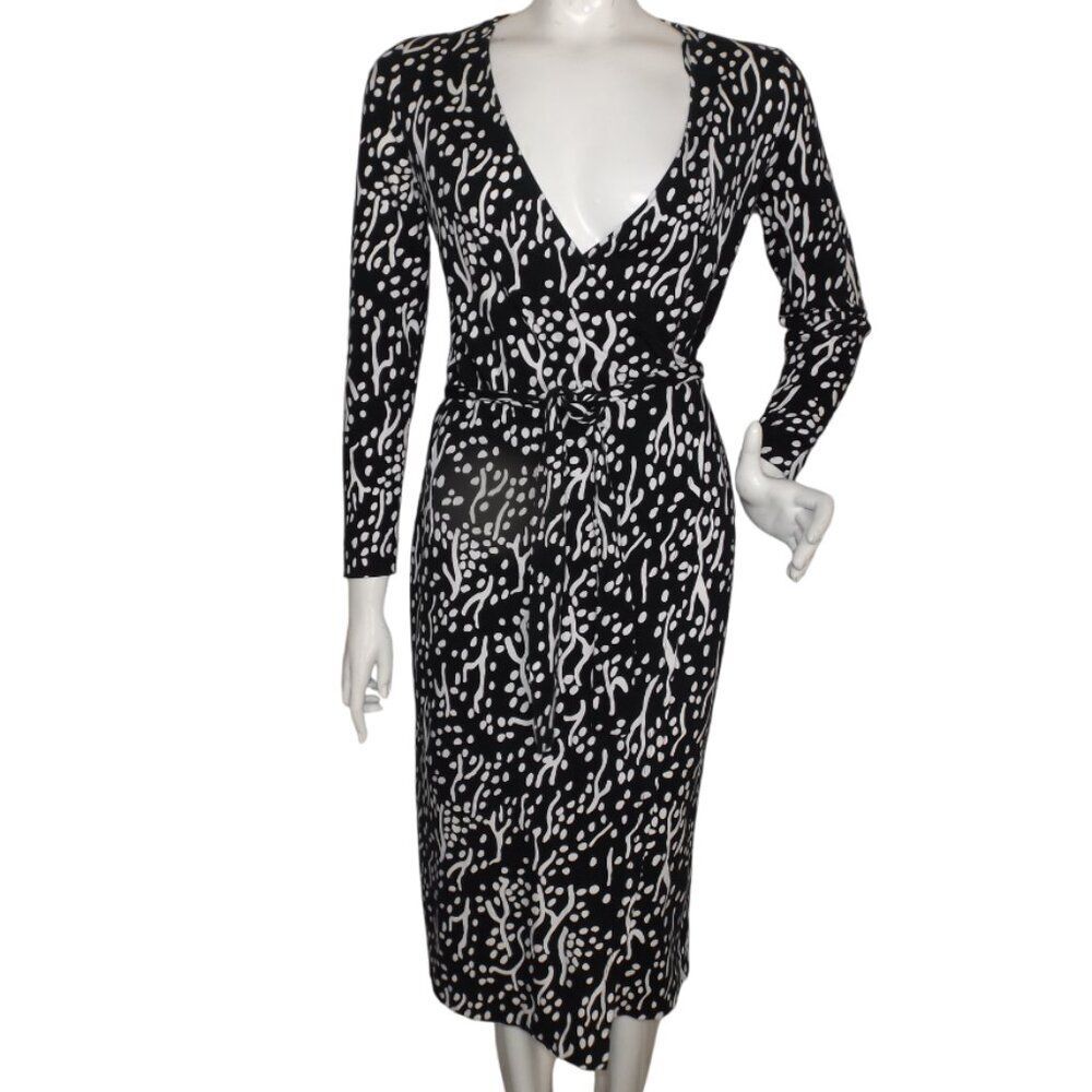 DIANE VON FURSTENBERG/Target Wrap Dress, S, Sea Spots,Black/White, Cotton Jersey